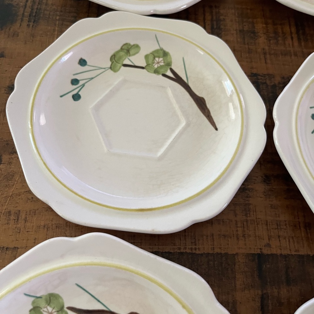 Red wing Hand painted saucers set (6) Firm Price
